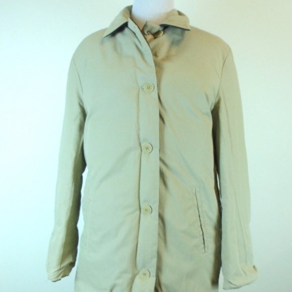 CALVIN KLEIN PUFFER reversible Brown Tan long COAT down filled L cozy - Picture 3 of 9
